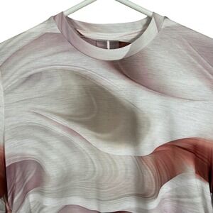 CALIA‎ Tissue Texture LS Crew Dunes Coral Marble Print Top XS New
